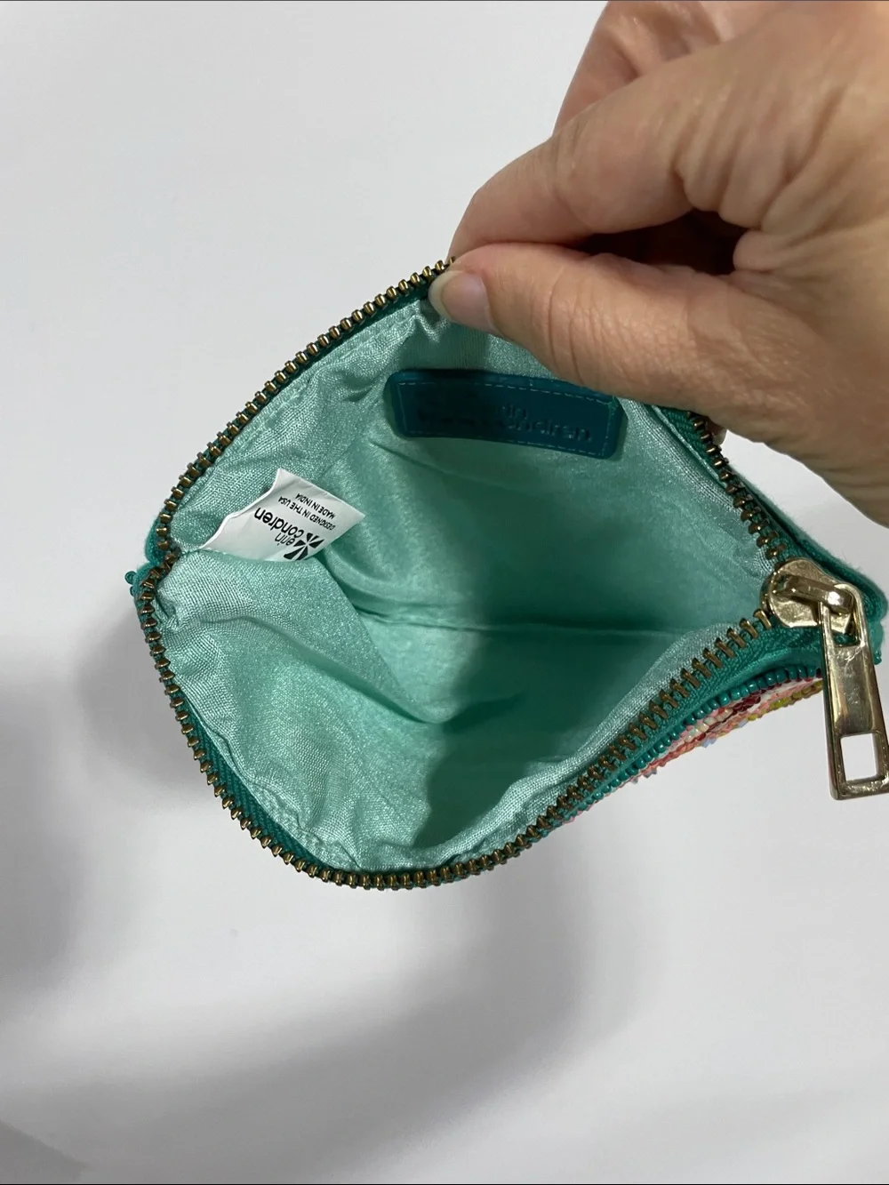 Erin Condren Multicolor Beaded Wave Wristlet with Green Trim
